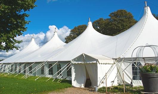 high-quality porta potties stationed at a wedding, meeting the needs of guests throughout the outdoor reception in Lackawanna